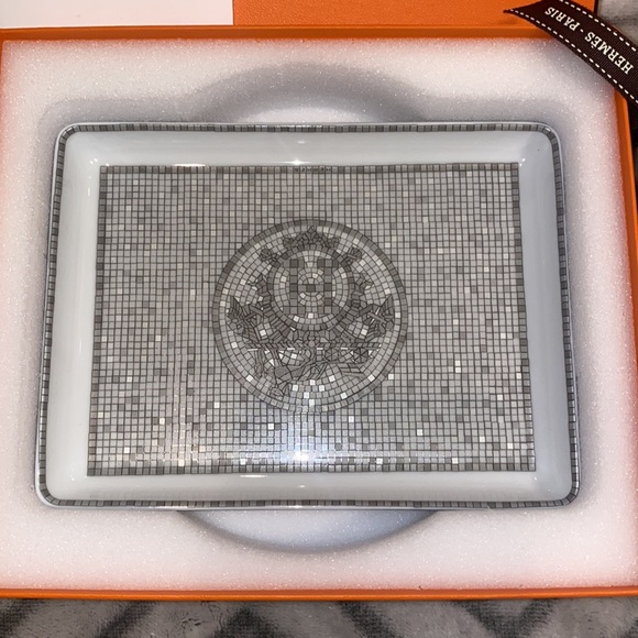 Hermes Dining Hermes Mosaique Au 24 Sushi Plate Porcelain Tray Platinum Poshmark